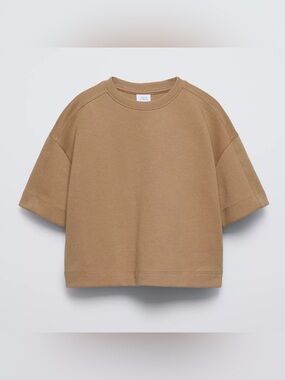 Zara Kids Camel Short Sleeve Sweatshirt Top